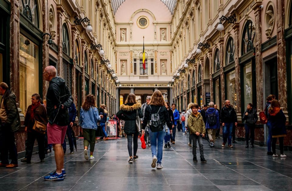 People walking in the Galeries Royales Saint-Hubert in Brussels
