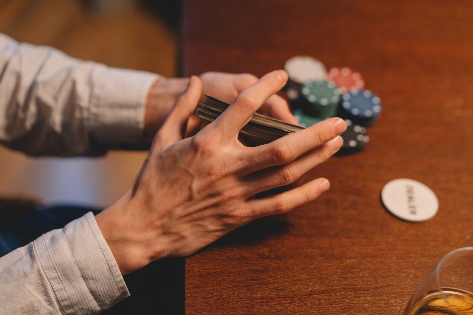 Man holding cards